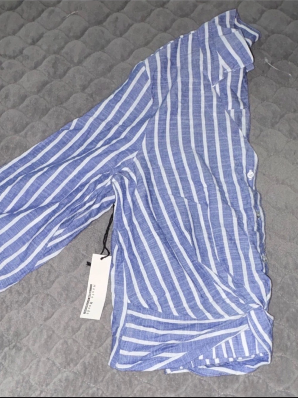 Haute Monde Blue and White Vertical Stripe Shirt